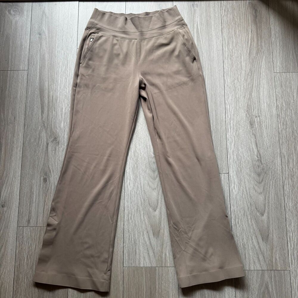 Athleta Pants Womens M Beige Venice Flare Leg Slit Hem High Rise Office Commute - Picture 2 of 14